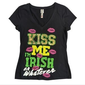 Ransom novelty t-shirt, kiss me I'm Irish or whatever, size large